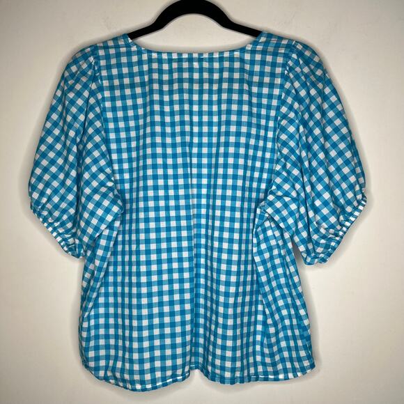 J. Crew Gingham V-Neck Shirt Size Medium - Picture 4 of 7